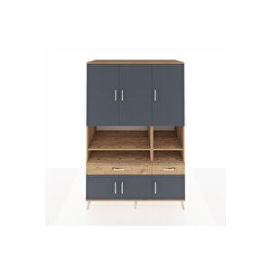 Kronos Dolap 8 Raflı 2 Çekmeceli 6 Kapaklı 132x59x195 Çam-antrasit/çam