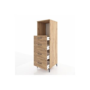 Kronos Dolap Tek Raflı 4 Çekmeceli 60x59x182 Çam-çam