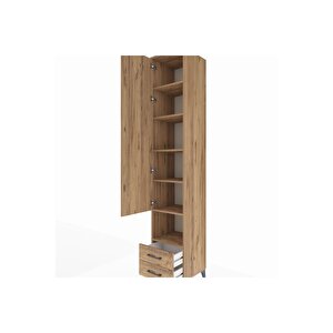 Hyperion Dolap 6 Raflı 2 Çekmeceli Tek Kapaklı 44x44x243 Çam-çam