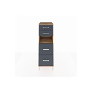 Kronos Dolap Tek Raflı 4 Çekmeceli 44x59x134 Çam-antrasit