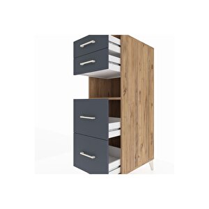 Kronos Dolap Tek Raflı 4 Çekmeceli 44x59x134 Çam-antrasit