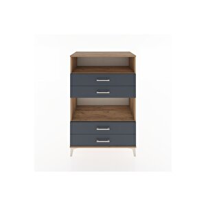 Hyperion Dolap 2 Raflı 4 Çekmeceli 88x44x134 Çam-antrasit