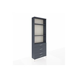 Arges Dolap 3 Raflı 4 Çekmeceli 88x30x243 Antrasit-antrasit