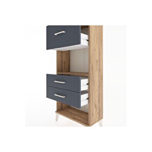 Hyperion Dolap Tek Raflı 3 Çekmeceli 60x44x134 Çam-antrasit