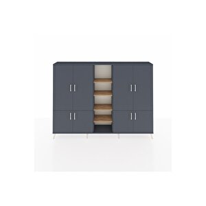 Arges Dolap 14 Raflı 8 Kapaklı 220x30x163 Antrasit-antrasit/çam