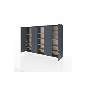 Arges Dolap 14 Raflı 8 Kapaklı 220x30x163 Antrasit-antrasit/çam