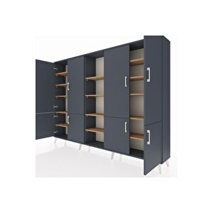 Arges Dolap 14 Raflı 8 Kapaklı 220x30x163 Antrasit-antrasit/çam