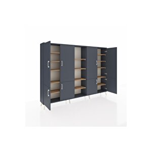 Arges Dolap 14 Raflı 8 Kapaklı 220x30x163 Antrasit-antrasit/çam