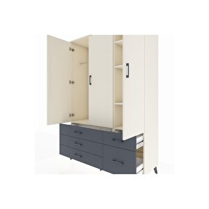 Hyperion Dolap 5 Raflı 5 Çekmeceli Tek Askılı 132x44x195 Aytaşı-aytaşı/antrasit