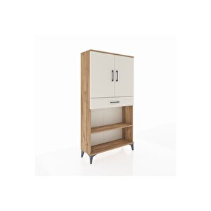 Arges Dolap 3 Raflı Tek Çekmeceli 2 Kapaklı 88x30x163 Çam-aytaşı