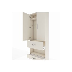 Arges Dolap 3 Raflı 2 Çekmeceli Tek Askılı 88x30x221 Aytaşı-aytaşı