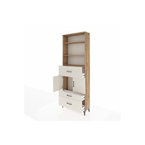 Arges Dolap 4 Raflı 3 Çekmeceli 2 Kapaklı 88x30x243 Çam-aytaşı