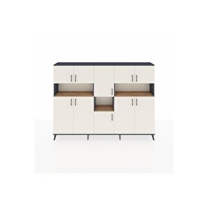 Arges Dolap 14 Raflı 10 Kapaklı 220x30x163 Antrasit-aytaşı/çam