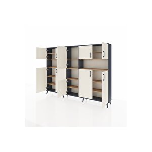 Arges Dolap 14 Raflı 10 Kapaklı 220x30x163 Antrasit-aytaşı/çam