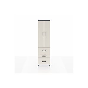 Arges Dolap 2 Raflı 3 Çekmeceli Tek Askılı 60x30x221 Antrasit-aytaşı