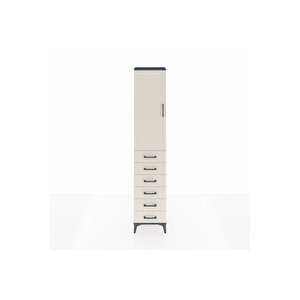 Arges Dolap 3 Raflı 6 Çekmeceli Tek Kapaklı 44x30x221 Antrasit-aytaşı