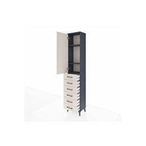 Arges Dolap 3 Raflı 6 Çekmeceli Tek Kapaklı 44x30x221 Antrasit-aytaşı