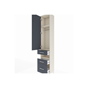 Arges Dolap 3 Raflı 3 Çekmeceli Tek Askılı 44x30x221 Aytaşı-antrasit