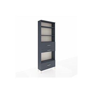 Arges Dolap 4 Raflı 3 Çekmeceli 88x30x243 Antrasit-antrasit