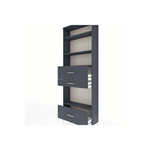 Arges Dolap 4 Raflı 3 Çekmeceli 88x30x243 Antrasit-antrasit