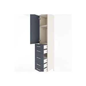 Hyperion Dolap 2 Raflı 5 Çekmeceli Tek Askılı 44x44x221 Aytaşı-antrasit