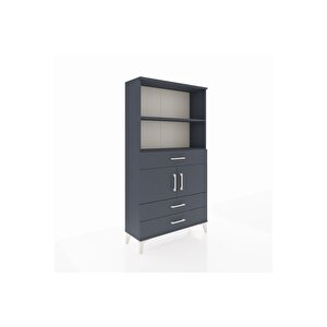 Arges Dolap 3 Raflı 3 Çekmeceli 2 Kapaklı 88x30x163 Antrasit-antrasit