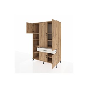Kronos Dolap 8 Raflı Tek Çekmeceli 5 Kapaklı 132x59x195 Çam-çam/aytaşı