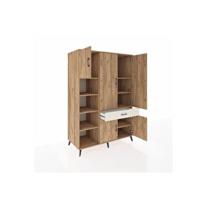 Kronos Dolap 8 Raflı Tek Çekmeceli 5 Kapaklı 132x59x195 Çam-çam/aytaşı