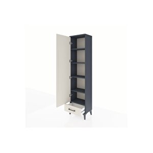 Arges Dolap 5 Raflı Tek Çekmeceli Tek Kapaklı 44x30x182 Antrasit-aytaşı