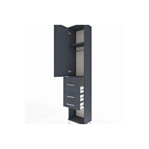 Arges Dolap 2 Raflı 3 Çekmeceli Tek Askılı 44x30x221 Antrasit-antrasit