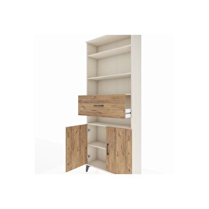 Arges Dolap 5 Raflı Tek Çekmeceli 2 Kapaklı 88x30x221 Aytaşı-çam