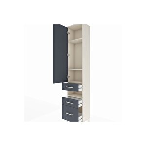 Arges Dolap 4 Raflı 3 Çekmeceli Tek Kapaklı 44x30x221 Aytaşı-antrasit