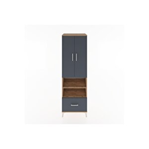 Hyperion Dolap 3 Raflı Tek Çekmeceli Tek Askılı 60x44x195 Çam-antrasit