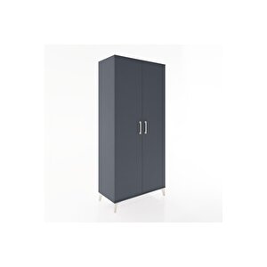 Hyperion Dolap 3 Raflı 2 Kapaklı Tek Askılı 88x44x195 Antrasit-antrasit