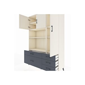 Hyperion Dolap 7 Raflı 5 Çekmeceli 3 Kapaklı 132x44x195 Aytaşı-aytaşı/antrasit