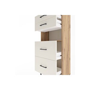 Arges Dolap Tek Raflı 4 Çekmeceli 60x30x134 Çam-aytaşı