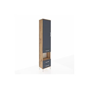 Arges Dolap 4 Raflı 3 Çekmeceli Tek Kapaklı 44x30x221 Çam-antrasit