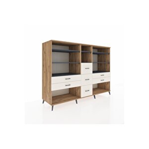 Kronos Dolap 8 Raflı 7 Çekmeceli  220x59x163 Çam-antrasit/aytaşı