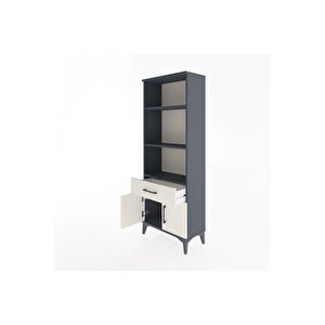 Arges Dolap 3 Raflı Tek Çekmeceli 2 Kapaklı 60x30x163 Antrasit-aytaşı