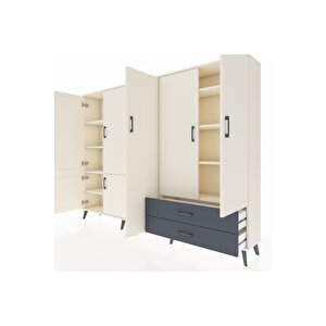 Arges Dolap 12 Raflı 2 Çekmeceli 7 Kapaklı 220x30x163 Aytaşı-aytaşı/antrasit