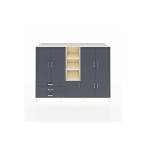 Kronos Dolap 11 Raflı 3 Çekmeceli 7 Kapaklı 220x59x163 Aytaşı-antrasit