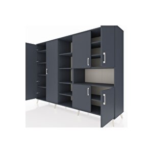 Hyperion Dolap 13 Raflı 6 Kapaklı 220x44x163 Antrasit-antrasit