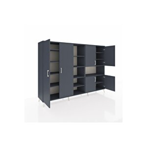 Hyperion Dolap 13 Raflı 6 Kapaklı 220x44x163 Antrasit-antrasit