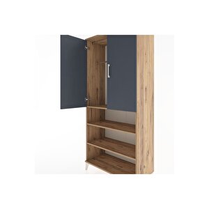 Hyperion Dolap 4 Raflı 2 Kapaklı Tek Askılı 88x44x195 Çam-antrasit