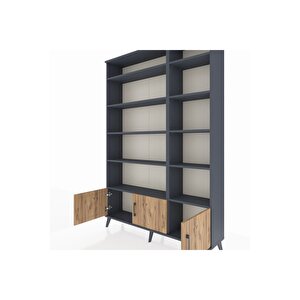 Arges Dolap 10 Raflı 3 Kapaklı 132x30x195 Antrasit-çam/antrasit