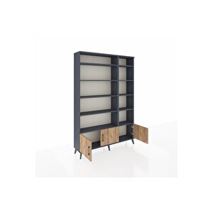 Arges Dolap 10 Raflı 3 Kapaklı 132x30x195 Antrasit-çam/antrasit