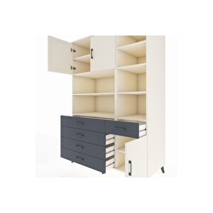 Kronos Dolap 9 Raflı 5 Çekmeceli 3 Kapaklı 132x59x195 Aytaşı-aytaşı/antrasit