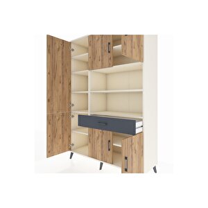 Hyperion Dolap 10 Raflı Tek Çekmeceli 6 Kapaklı 132x44x195 Aytaşı-çam/antrasit