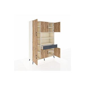 Hyperion Dolap 10 Raflı Tek Çekmeceli 6 Kapaklı 132x44x195 Aytaşı-çam/antrasit