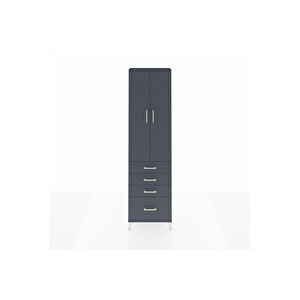 Arges Dolap 3 Raflı 4 Çekmeceli 2 Kapaklı 60x30x221 Antrasit-antrasit